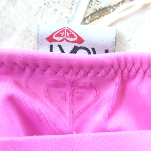 ROXY White Polkadots Lined Belted Boy Shorts Triangle Top Pinks 2 pc Bikini M - Picture 11 of 15